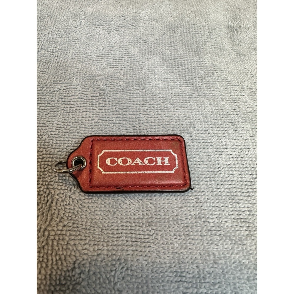 COACH - SMALL FUSCHIA PINK LEATHER Bag Hang Tag / Key Chain /Charm - 2" LONG